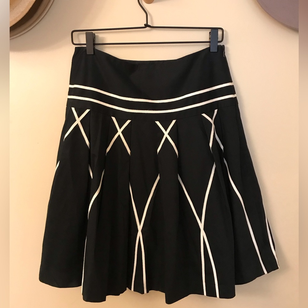 Vintage ANTHRO Sitwell Women’s Black Cotton Skirt with White Stripes Size 6